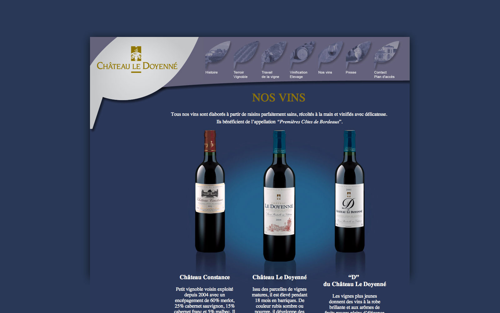 Site internet pour le château le Doyenné Première Côtes de Bordeaux
